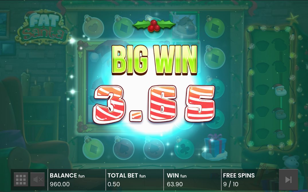 Fat Santa låst på rullarna under Free Spins