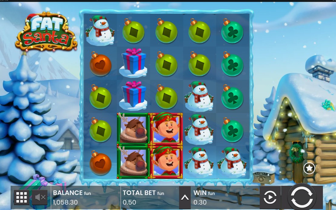 Vanligt snurr på 5x5 rutnät med Santa's Sleigh Feature